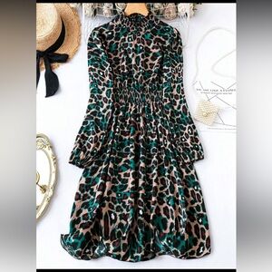 NWT Leopard Print Dress with Long Sleeves